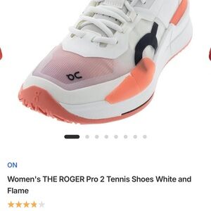 On Running Women's THE ROGER Pro 2 Tennis Shoes Pickleball - White and Flame